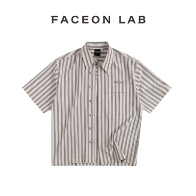 夏季休闲宽松百搭条纹短袖衬衫