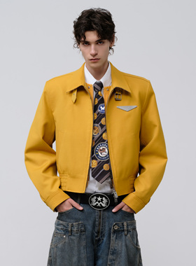 飞上来FACEONLAB原创精仿羊毛短款拉链翻领极简男装外套长袖夹克