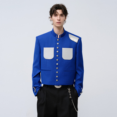 FACEON纪念金属肩片立领短款夹克