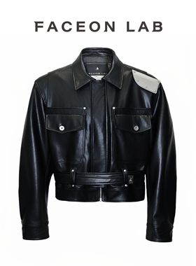 【陈楚生同款】FACEONLAB原创男朋友金属肩片皮夹克设计明星同款