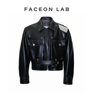 【陈楚生同款】FACEONLAB原创男朋友金属肩片皮夹克设计明星同款