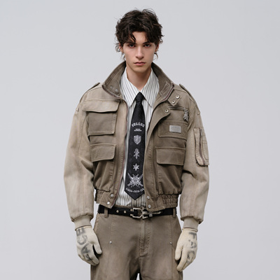 【冯建宇同款】FACEONLAB机械师工装夹克男外套25新款高级感棉服