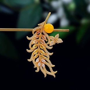 大麦麦穗郁金香小花金色闪钻锆石珍珠彩钻羽毛胸针胸花