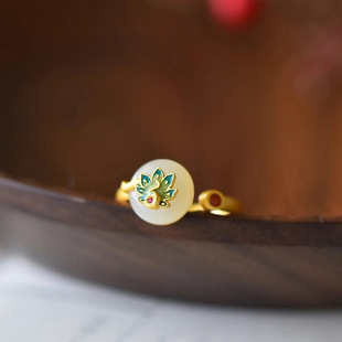 凤凰耳坠戒指吊坠套装和田玉平安扣古风配汉服名族风925纯银镶嵌