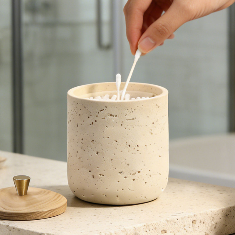 洞石棉签收纳盒高颜值家用收纳筒高端带盖棉签盒北欧风创意收纳罐,收纳整理,棉签收纳盒/袋,淘宝优惠券,粉丝福利购,淘宝优惠卷