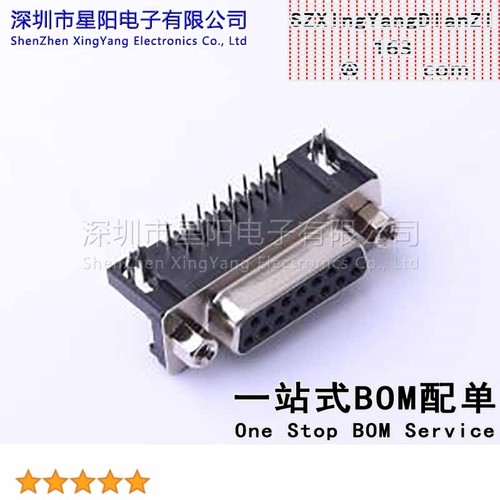 X0315FT7B3 双排15P母头黑胶90度插板 叉锁铜螺丝