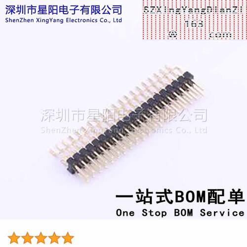X6521WRS-2x20E-C60D87 2.54mm排针 双排 卧贴 塑高2.5mm塑宽5.0m