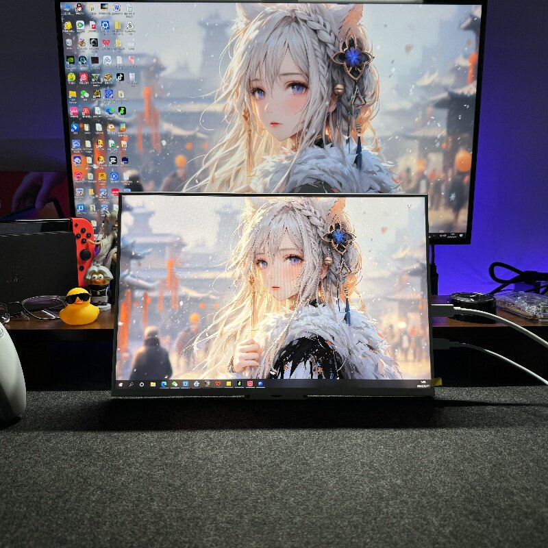 16인치 휴대용 모니터 2K144HZ 하이 브러시는 컴퓨터 확장 XSS|PS5|PS4|스위치 화면 프로젝션을 지원합니다