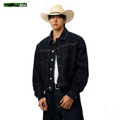 IREX 丹宁色原牛廓形宽肩短款 牛仔夹克正肩定制仿绿松石复古外套