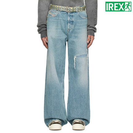 IREX美式高街*朴宰范同款破坏阔腿直筒牛仔裤男女yproject风长裤