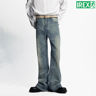 潮 型微弹长裤 IREX冰蓝自然水洗猫须修腿bootcut微喇牛仔裤 男517版