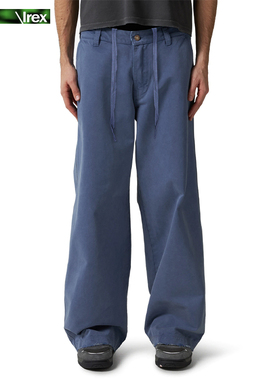 IREX 25新款ERL法工裤怀旧水洗蓝阔腿做旧破坏Baggy美式工装裤男