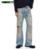 白敬亭同款 IREX夏天AC脏脏裤 做旧染色破洞牛仔裤 男女款 直筒裤