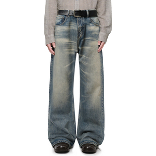 内华达蓝色重工洗水做旧猫须宽松2021M直筒牛仔裤 IREX 围剿牛王