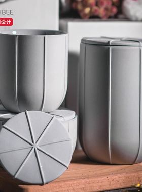 美国BOMSHBEE 北歐簡約ins风 Pleat系列多用途色土陶瓷罐防滑