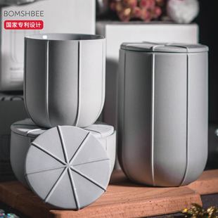 美国BOMSHBEE Pleat系列多用途色土陶瓷罐防滑 北歐簡約ins风