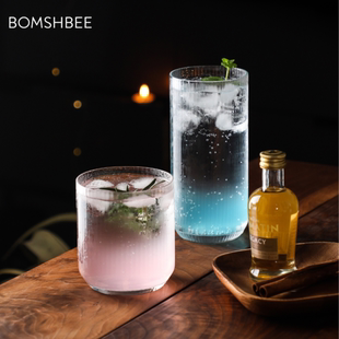 透明直纹玻璃杯 美国BOMSHBEE 北欧简约ins风 Optic系列个性 套装