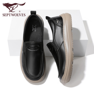 真皮休闲透气软底豆豆鞋 一脚蹬皮鞋 男士 开车鞋 秋季 七匹狼男鞋 新款