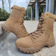 新款 模压注塑反绒皮训靴际华 棕色作战靴户外训练高帮侧拉链沙漠鞋