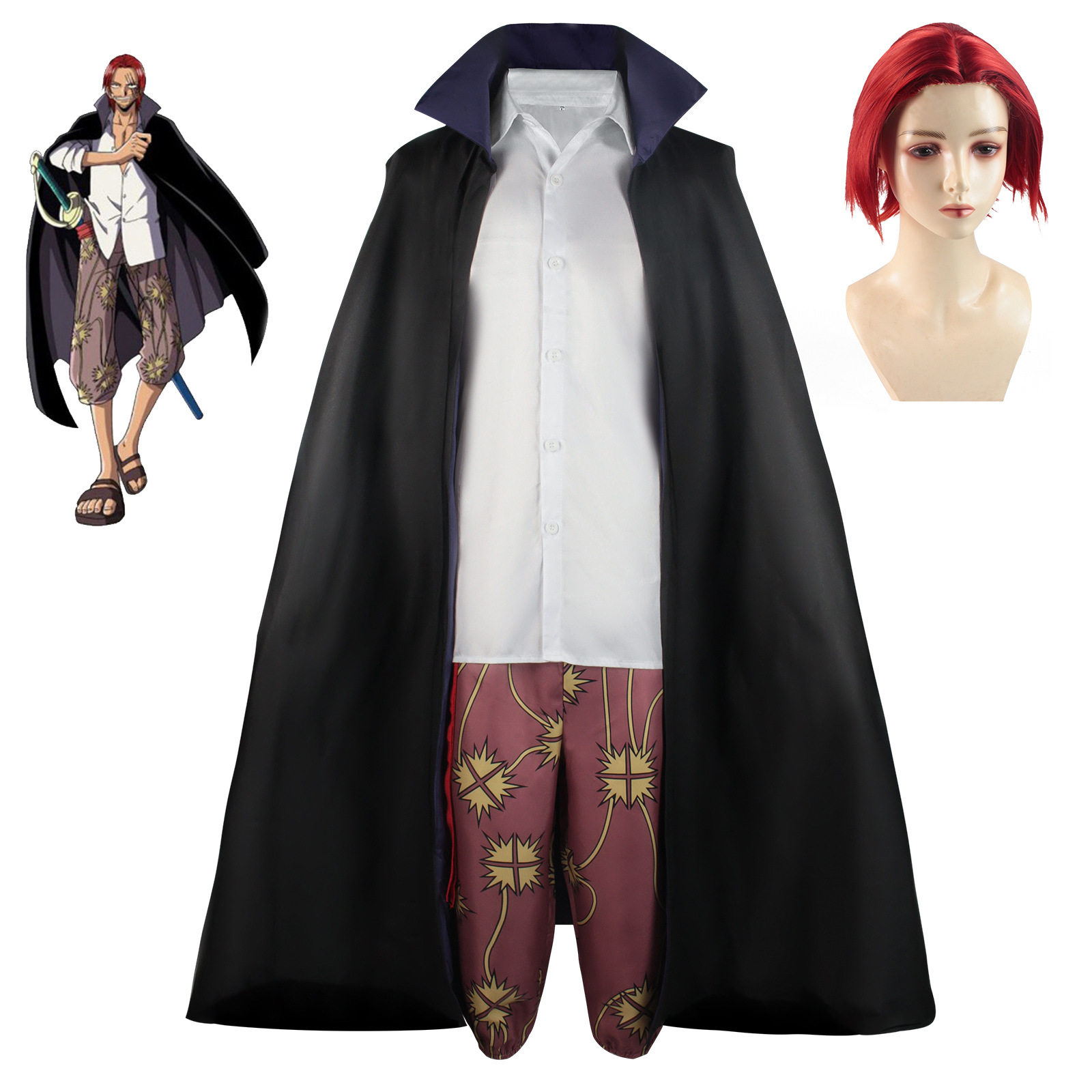 香克斯cos服 红发香克斯特拉法尔加罗衬衣cosplay服装图片