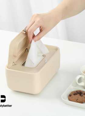 SimplyBetter原创专利设计简约长方形防尘密封湿巾收纳盒带盖弹簧