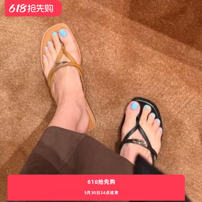 KELLY扣高端人字拖女夏外穿平底夹角凉拖鞋度假沙滩鞋