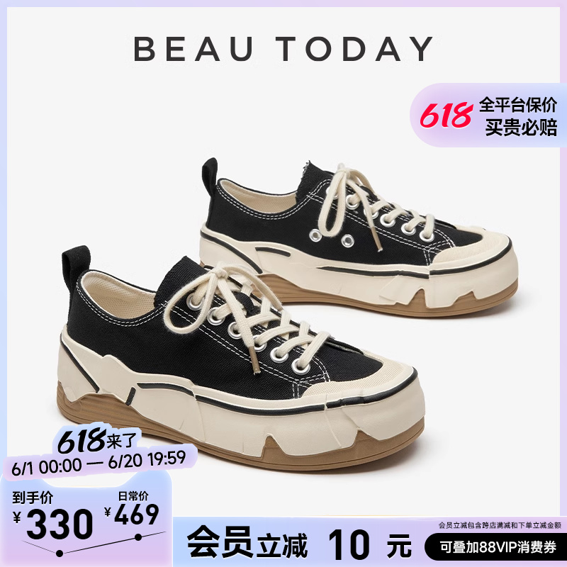 BeauToday厚底帆布鞋蛋壳