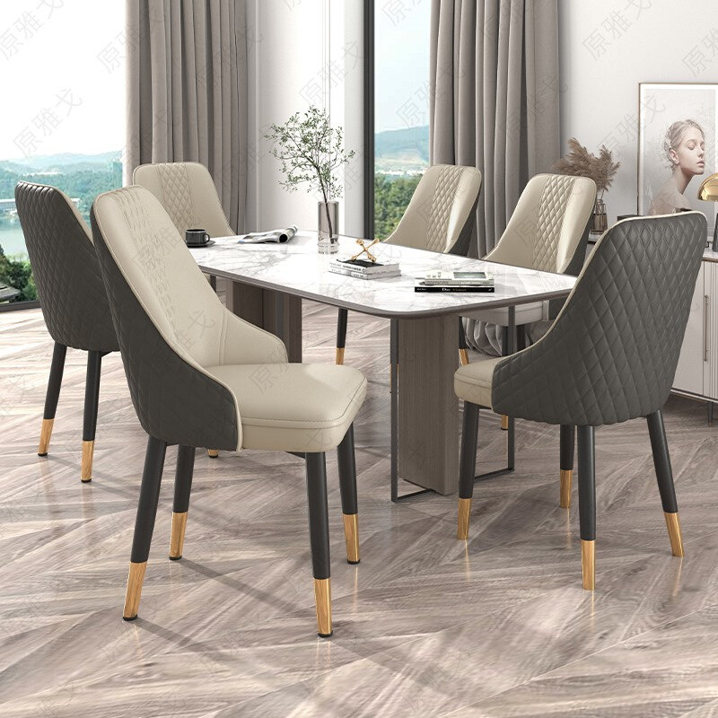 餐椅轻奢家用北欧现代简约意式酒店咖啡西餐厅靠背椅子皮革餐桌椅