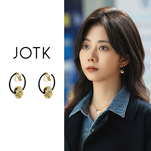 黑色复古港风绳结耳夹女