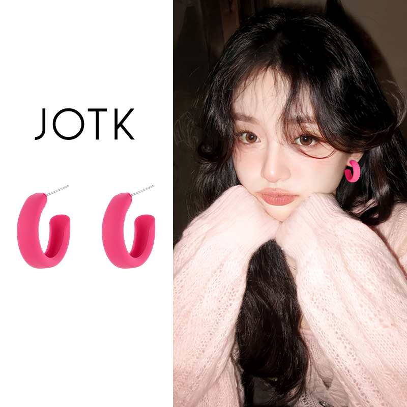 粉色多巴胺耳环女士2025新款爆款小众高级感耳钉超好看艺术生耳饰