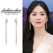 轻奢高级感长款 精致高端大气耳钉耳坠冷淡风耳饰 流苏耳线女士时尚