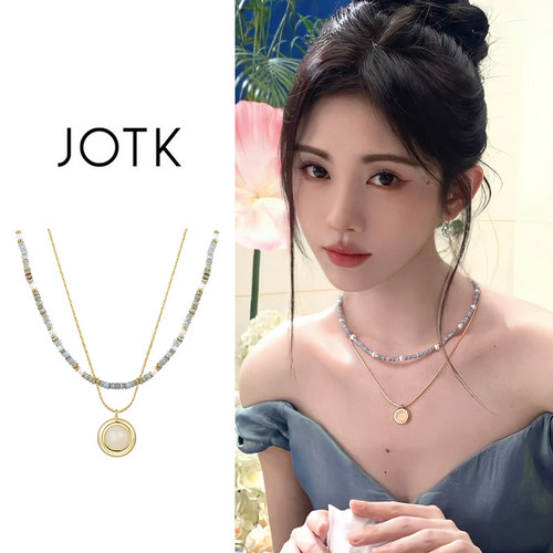 双层叠戴串珠项链女新款