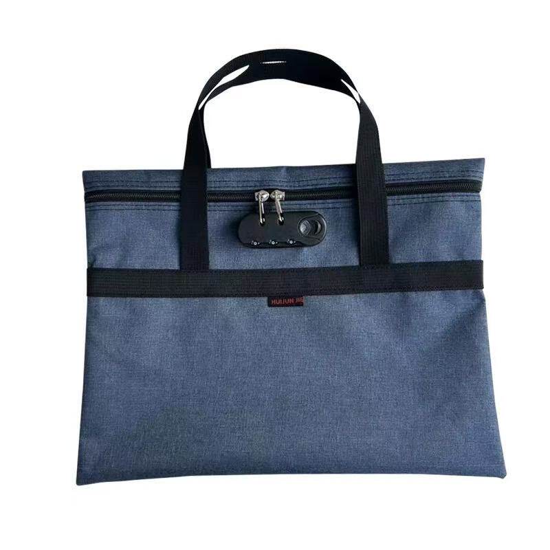 牛津布文件袋大容量防水拉链袋商务公文包手提文件包 密码档案袋