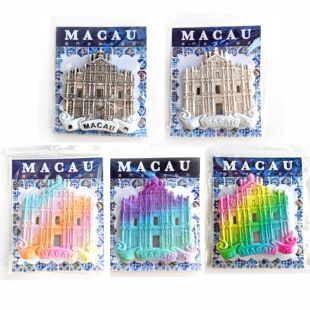 热卖 澳门创意彩虹渐变大三巴牌坊树脂冰箱贴纪念品伴手礼