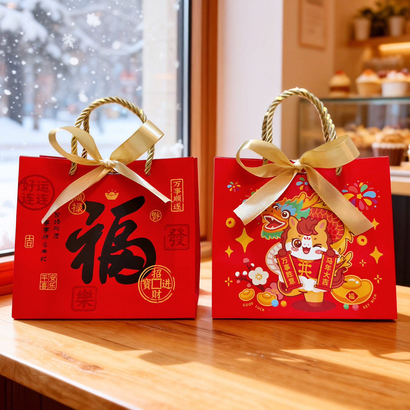 新年手提袋礼品袋中国风春节送礼福袋纸袋喜庆节日过年伴手礼袋子