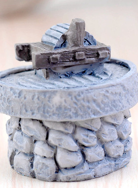 微景观造景卡通石碾石磨仿真农具树脂田园小摆件桌面多肉花盆装饰