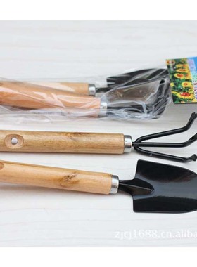 微景观盆栽种植铲子2件套园艺锄草耙子松土铁锹摄影造景搭配工具