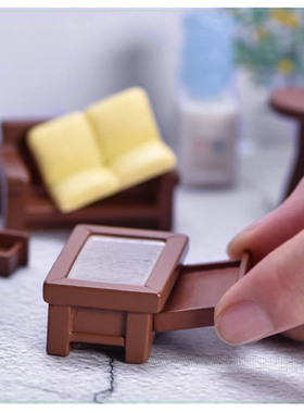 微景观房屋家居小摆件迷你仿真家具可爱小床茶几沙发柜子树脂小猫