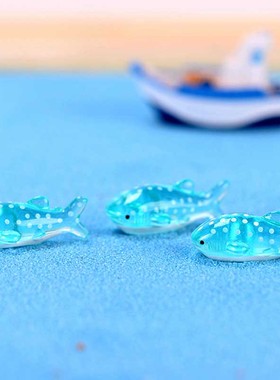 微景观生态瓶小饰品创意手工海景沙滩大号斑点鲨鱼摆件地中海风格
