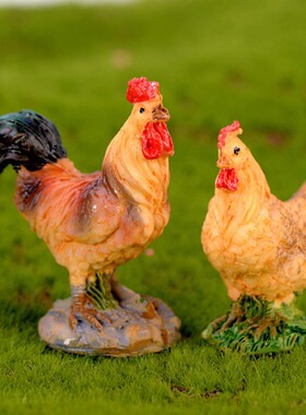 微景观摆设刻字母鸡卡通风小饰品