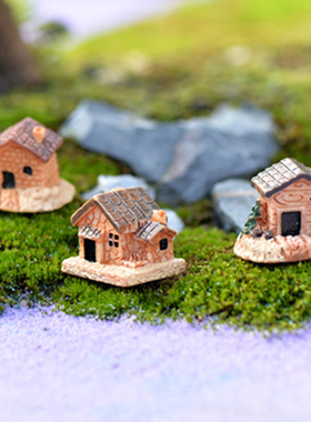 微景观创意可爱小房子摆件迷你小屋桌面装饰品树脂建筑乡村农舍