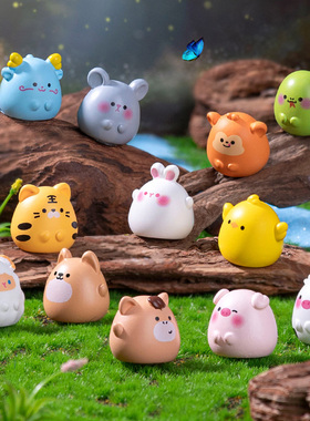 微景观手工造景小动物摆件桌面树脂老虎小牛可爱迷你十二生肖装饰