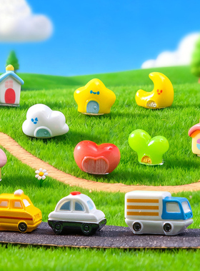 微景观手工卡通小车树脂房子摆件