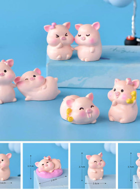 微景观多肉小动物可爱小猪情侣创意手工生日蛋糕小饰品摄影小摆件