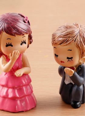 微景观树脂情侣摆件婚庆求婚创意人物公仔新郎新娘工艺品礼品一对