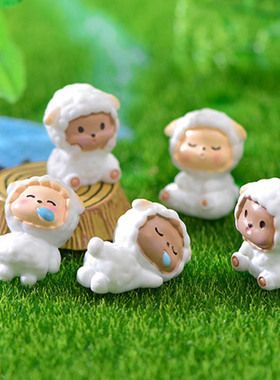 下单多送1个微景观造景树脂工艺品可爱小羊摆件5款绵羊蛋糕装饰品