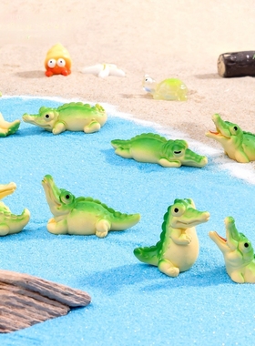 微景观创意可爱鳄鱼动物摆件手工桌面盆栽装饰造景摆设树脂工艺品