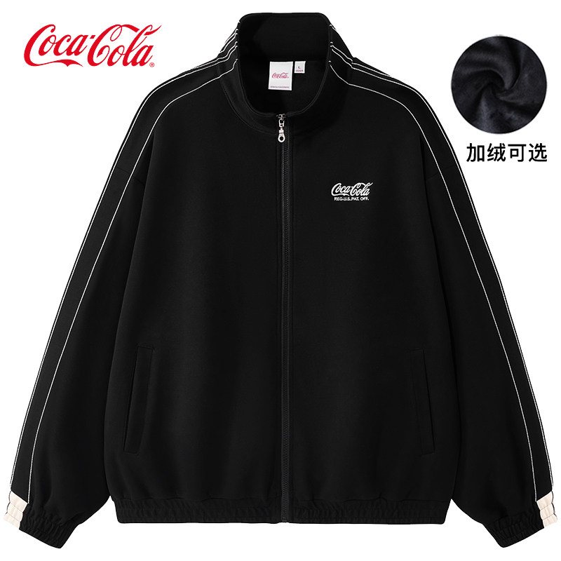 Coca-Cola/可口可乐休闲外套男美式潮牌立领夹克开衫卫衣加