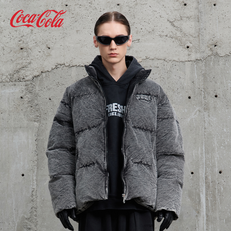 Coca－Cola/可口可乐牛仔灯芯绒复古做旧加厚保暖棉服 男女同款