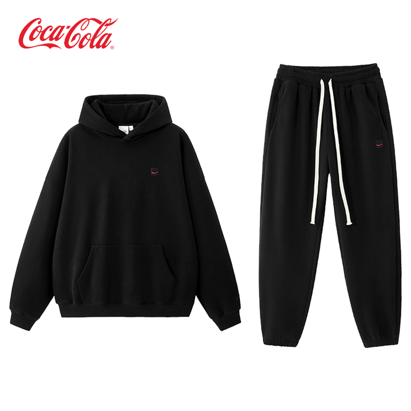 Coca-Cola可口可乐 休闲束脚卫裤运动裤连帽卫衣套装男女